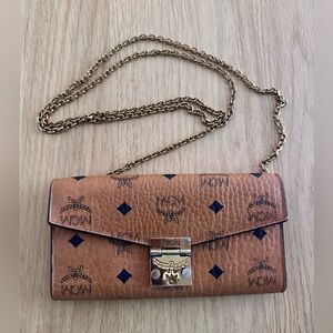 Authentic MCM cognac wallet on chain
